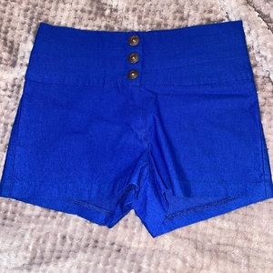 Royal blue shorts with buttons